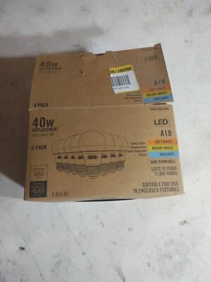 (8-Pk) Glabal LED Light Bulb Daylight Energy Efficient A19 40watt 1010453094 - Image 1 of 4
