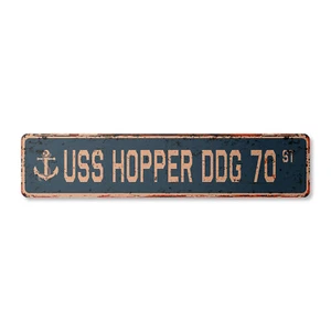 USS HOPPER DDG 70 Letrero de Calle de Colección Barco de Marina de EE. UU. barco veterano marinero regalo rústico - Imagen 1 de 4