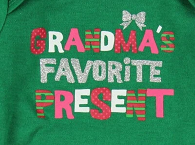 NEW Christmas Baby Grandma's Favorite Present Holiday Infant Bodysuit Creeper - Image 1 of 2