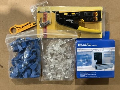 NOVO RJ45/11 kit de ferramentas de crimpagem de rede passagem Cat5 Cat6 crimpagem FXP - Imagem 1 de 4