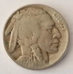 1930 P Buffalo Nickel -- Indian 5 Cents - Philadelphia Mint - Picture 1 of 3