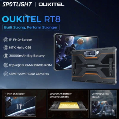 Oukitel RT8 4G Rugged Tablet Mobile Android WIFI Smartphone Waterproof 12+256GB - Image 1 of 4