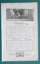 PENMANSHIP Thoughts on Industriousness w/Vignette -1741 G. Bickham Antique Print