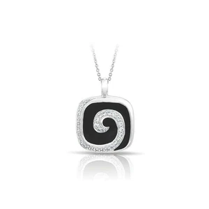 Belle etoile black enamel and sterling silver square swirl pendant - NEW - Picture 1 of 2