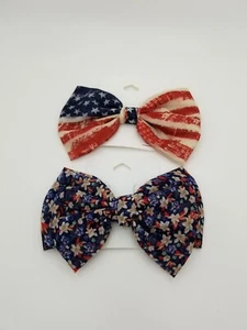 Flower & Americana 4th Of july Hairclips Hair Clip Red White Blue Floral Stripes - Picture 1 of 8