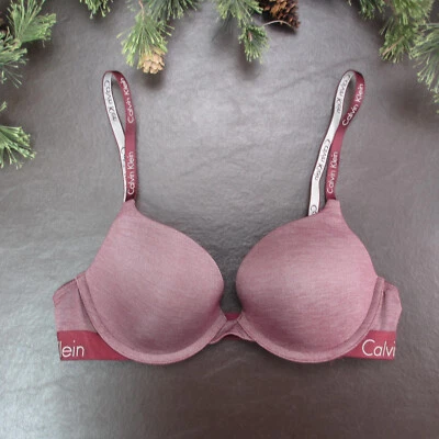 Sujetador Calvin Klein Talla 34B Granate Acolchado Con Aros Cierre Ajustable Espalda Foto 1 de 4