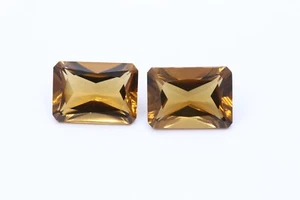 Natural Square Shape Beer Quartz Faceted Cut 18x13mm Loose Healing Pair Gemstone - Picture 1 of 3