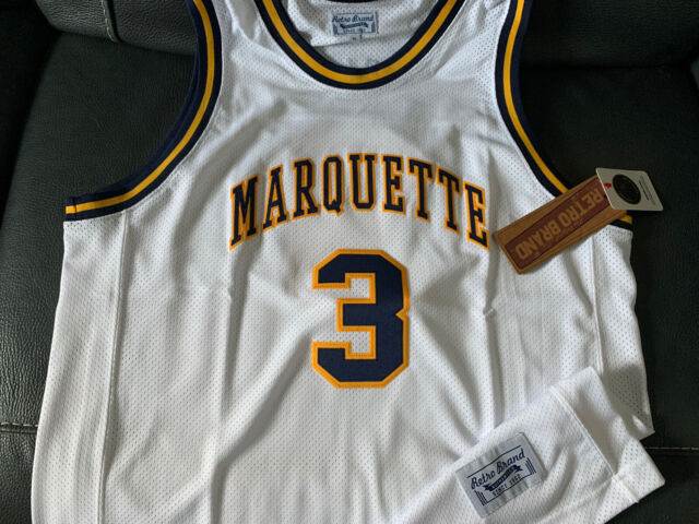 Men's Mitchell & Ness Dwyane Wade White Marquette Golden Eagles College Vault 2002/03 Authentic Jersey Size: Medium