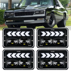 4Pcs 4x6" LED Headlights Hi-Lo DRL Turn Lamps for Chevrolet Monte Carlo Camaro - Picture 1 of 9