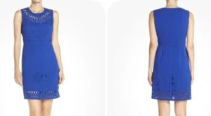NWT Eliza J - Laser Cut Crepe Sheath Dress - Cobalt Size 6 - Picture 1 of 12