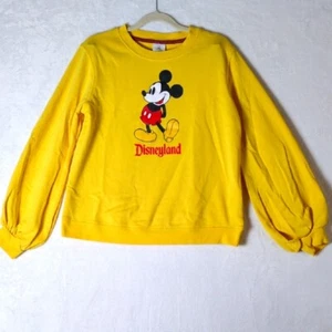 Disney Women's Bright Yellow Mickey Mouse Disneyland Sweater Size S - Picture 1 of 5