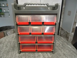 10 COMPARTMENT STORAGE ORGANIZER WALL MOUNT OR CARRY HANDLE ^ - Picture 1 of 9