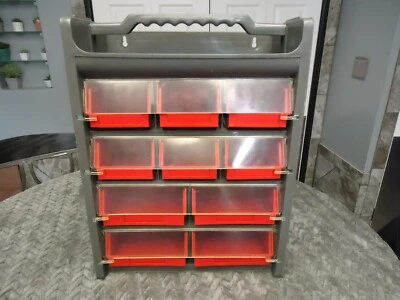 10 COMPARTMENT STORAGE ORGANIZER WALL MOUNT OR CARRY HANDLE ^ - Image 1 of 4