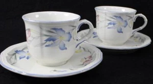 Villeroy & Boch RIVIERA 2 Flat Cup & Saucer Sets Porcelain GREAT CONDITION - Picture 1 of 5
