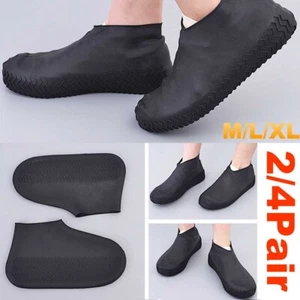 2/4 Pair Anti-slip Silicone Rain Shoe Covers Reusable Waterproof Shoes Protector - Picture 1 of 31