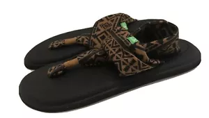 Sanuks Yoga Sling 2 Prints Women's Sz 7 Black & Brown Patterned Sandals NWT - Picture 1 of 12