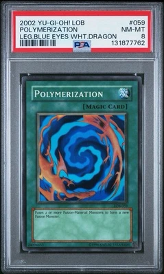 2002 Yu-Gi-Oh! Polymerization Legend of Blue Eyes LOB Unlimited Super Rare PSA 8 - Image 1 of 2