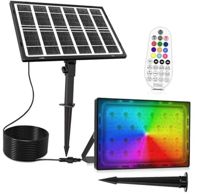  Color Changing Solar Lights with Remote, IP66 RGB (Red, Green, Blue) - Image 1 of 4