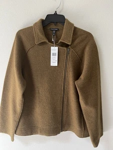Eileen Fisher Zip Full Jacket , Boiled Wool , Brown, Large , Org $ 388, NWT - Picture 1 of 9