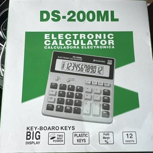 DS-200ML 12-Digit Desk Calculator, Two Way Power Source Big Display 12 Digits - Picture 1 of 1