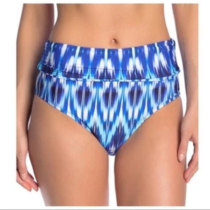 NWT Athena Cascade Printed Ruched High Waist Bikini Swim Bottoms Size 6 - Picture 1 of 10