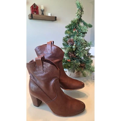 Botines ALBERTO FERMANI de cuero coñac hechos en Italia para mujer talla 9,5 Foto 1 de 4