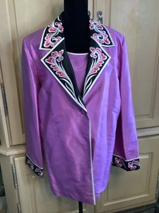 Conjunto de cami y cárdigan de seda artística portátil Bob Mackie púrpura talla XL - Imagen 1 de 10