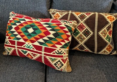 Kilim Traditional Handmade Turkish Anatolian Large Cushion Pillow Covers 24x16 - Image 1 of 4
