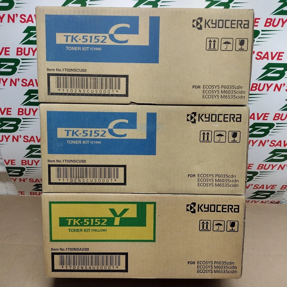 Kyocera TK5152 4-Color Toner Cartridge Set (Black, Cyan, Magenta, Yellow)