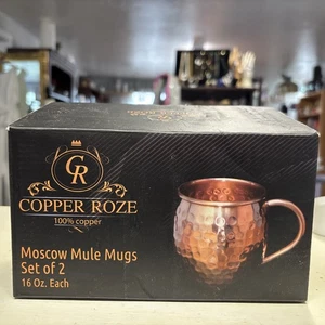 Copper Roze Moscow Mule Becher 2er Set �� 100% Kupfer 16 oz �� Neu in Box - Bild 1 von 4