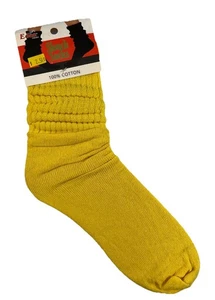 Vintage 80s 90s Yellow Slouch Socks NWT Valley Girl Punk Rock Streetwear Hipster - Picture 1 of 3