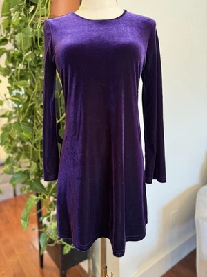 Vestido patinador manga larga The Limited de terciopelo púrpura talla S M vintage minifalda Foto 1 de 4
