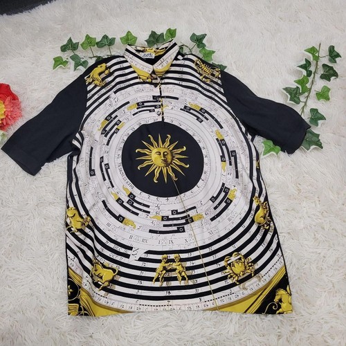 HERMÈS HERMES T shirt uomo nera fantasia sciarpa costellazione manica corta