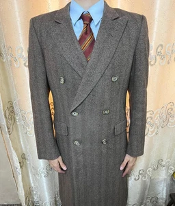 1950s vintage handtailored all worsted bespoke gangster brown db over coat 38R - Picture 1 of 10