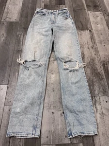 Jeans rectos de tiro ultra alto Abercrombie Fitch años 90 00 25L largos desgastados - Imagen 1 de 8