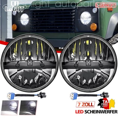 Paar 7" Zoll LED Frontlicht Scheinwerfer für Land Rover Defender TD4 TD5 90 110 - Bild 1 von 4