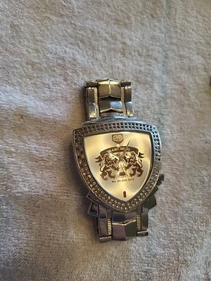 RARE -HTF Marc Ecko Triangle Crest Stainless Steel Watch 00-829 1972 new Battery - image 1 of 4