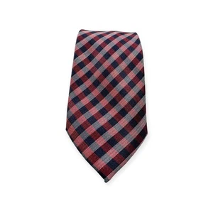Tommy Hilfiger Men’s Necktie 100% Silk Designer Red Blue Checkered W3.25 L59 410 - Bild 1 von 7