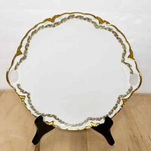 HUTSCHENREUTHER Selb Bavaria Handled Serving Plate Platter Gold Trim 1925 - 1939 - Picture 1 of 9