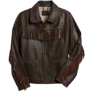 Handmade Women’s Brown Lambskin Leather Fringe Jacket | Western Festival Chic - Picture 1 of 5