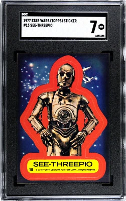 1977 STAR WARS TOPPS STICKER #15 SEE-THREEPIO SGC 7 6083388 C3PO - Image 1 of 2