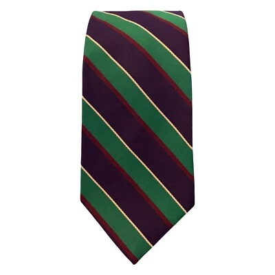 Mardis Gras Colors- Ferrell Reed Striped Silk Neck Tie - Woven in England - Image 1 of 4