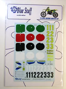 Blue Stuff Decal Sheet 1:12 Scale Suzuki RM250 '82 MX suit Tamiya Kit # 14013 - Picture 1 of 7