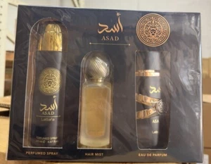 Asad Parfum By Lattafa Set 3.4 EDP + 50ml Hair Mist + 200 Perfumed body spray - Picture 1 of 2