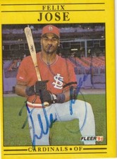FELIX JOSE ST. LOUIS CARDINALS  SIGNED 1991 FLEER CARD #636