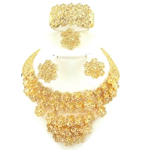 Beautiful Design African Gold Plated Party Bridal Wedding Jewellery Set - Picture 1 of 1