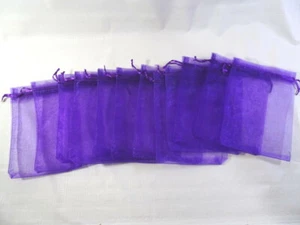 12 Sheer Organza DRAWSTRING POUCHES 5x7 Purple Jewelry Gift Bags Party Favors - Picture 1 of 2