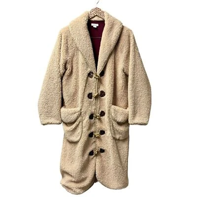 Sundance Gingerbread Sherpa Cozy Teddy Toggle Closure Long Coat Tan Small - Image 1 of 4