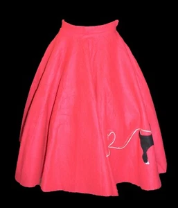 Vintage Hot Pink Felt Women's 1950s Style Costume Poodle Skirt sz S - Picture 1 of 3