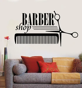 Vinyl Decal Wall Sticker Barber Shop Badges Tools Hair Salon Sign (n856) - Picture 1 of 3